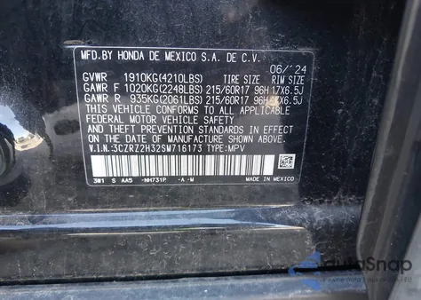 2025 Honda Hr-V Awd Lx z USA, uszkodzony, nr VIN 3CZRZ2H32SM716173